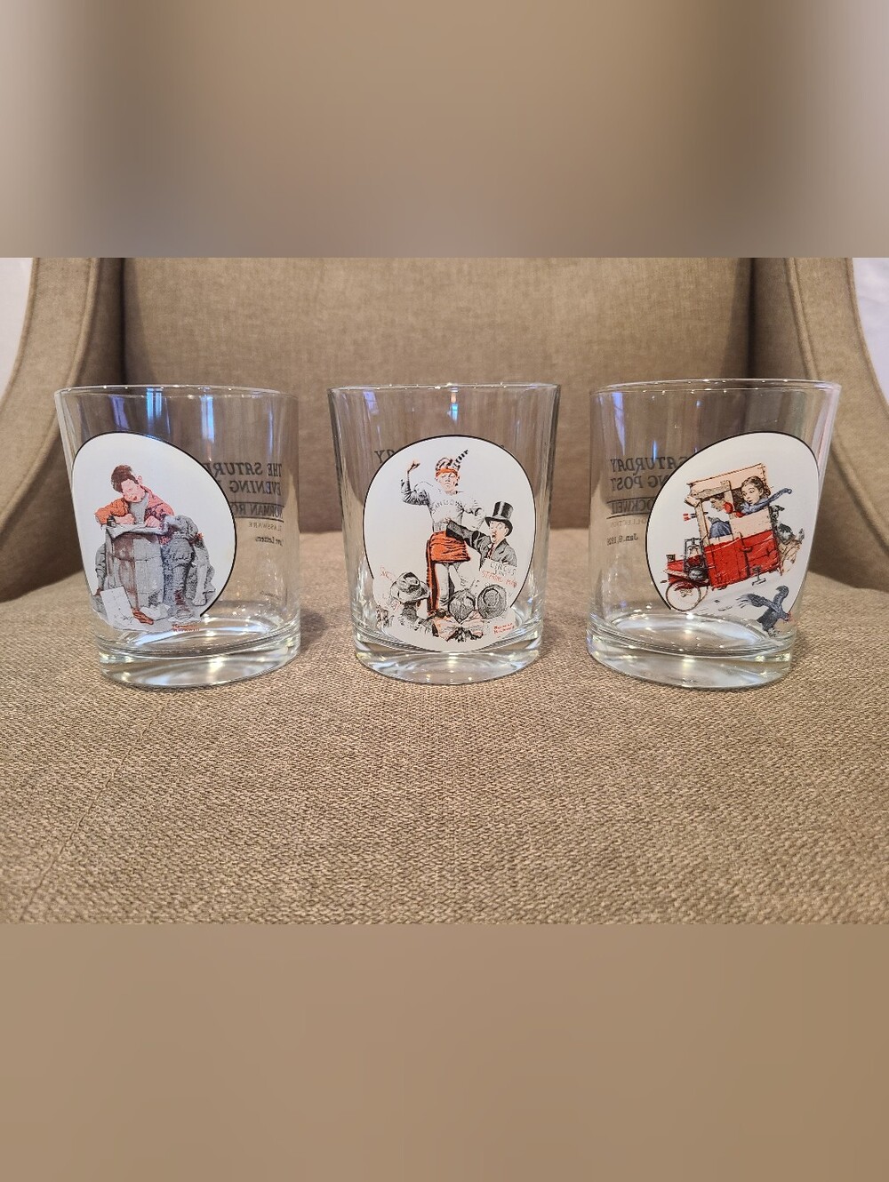 Norman Rockwell "The Saturday Evening Post" glasses Set Of 3